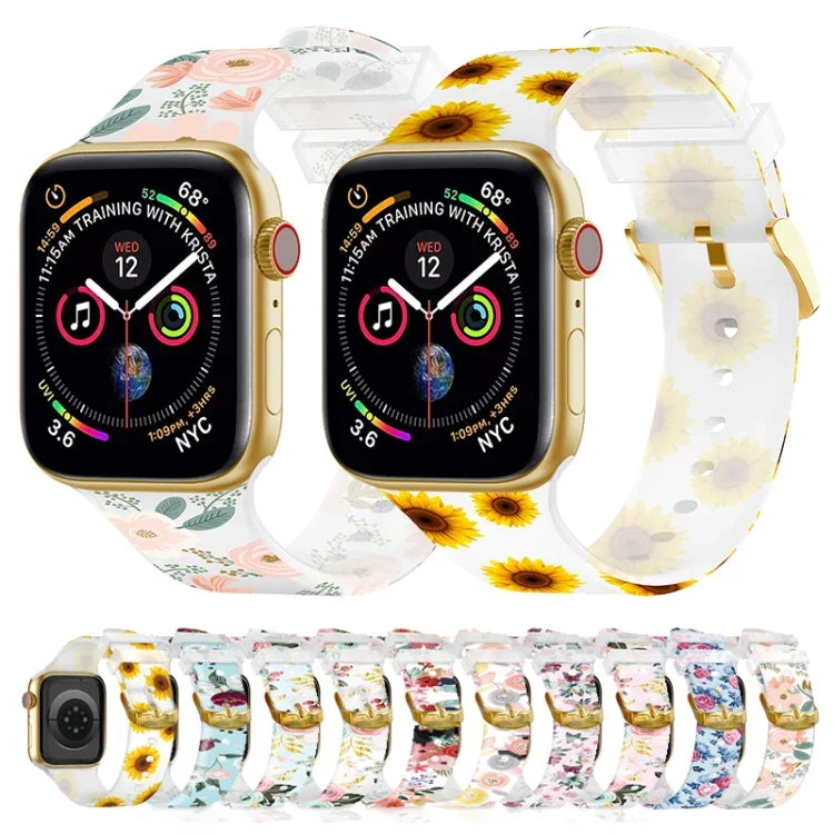 Dây đồng hồ trong suốt khóa vuông cho Apple Watch Series, 7 45mm / 6&SE&5&4 44mm / 3&2&1 42mm, 7 41mm / 6&SE&5&4 40mm / 3&2&1 38mm