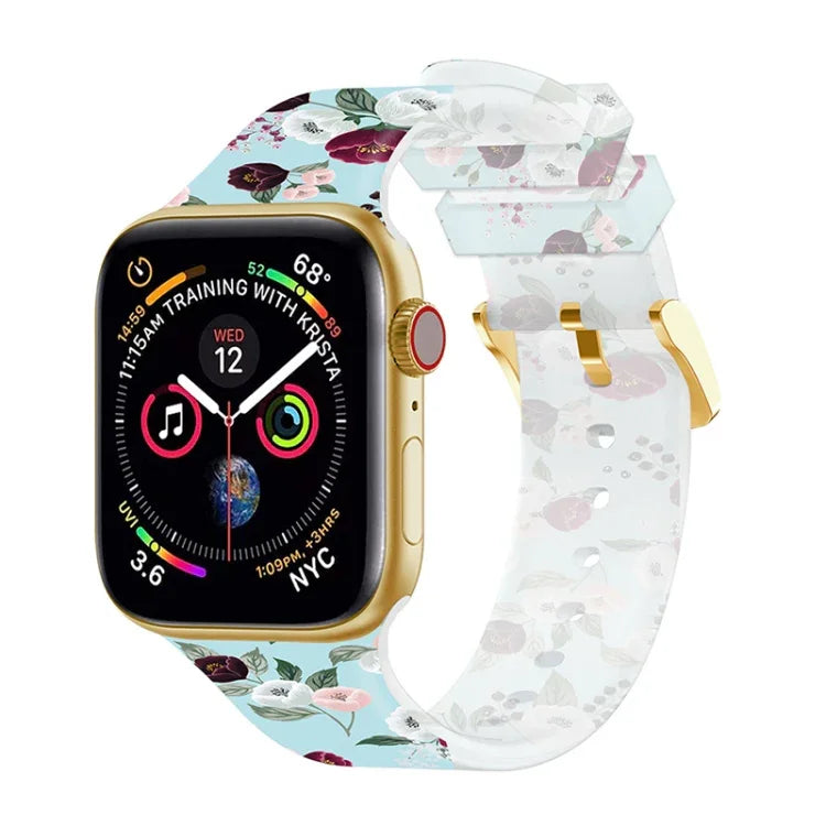 Dây đồng hồ trong suốt khóa vuông cho Apple Watch Series, 7 45mm / 6&SE&5&4 44mm / 3&2&1 42mm, 7 41mm / 6&SE&5&4 40mm / 3&2&1 38mm