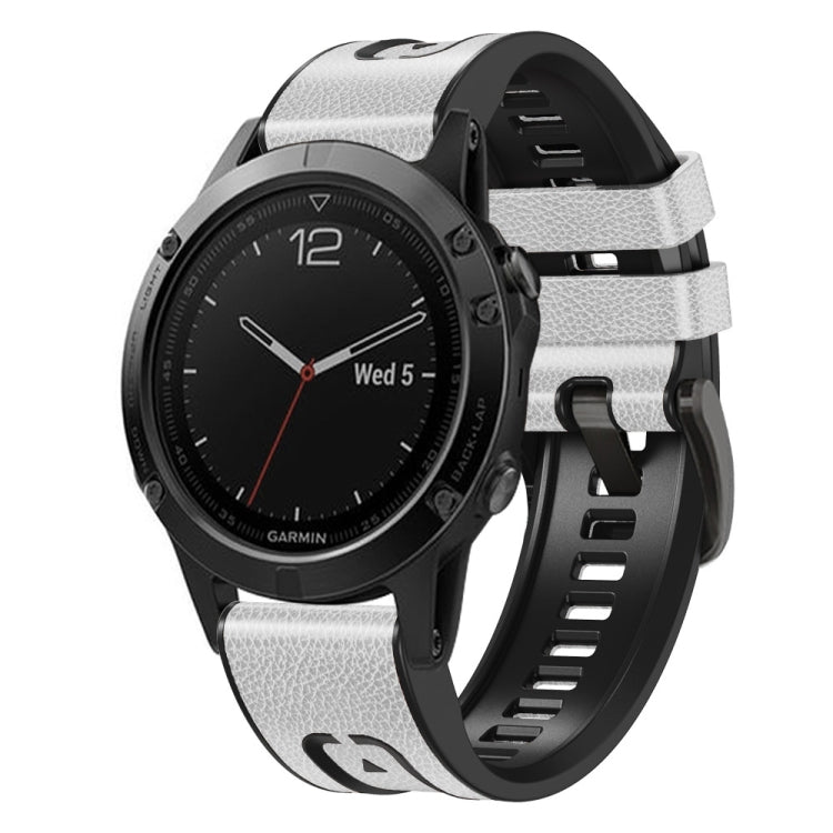 For Garmin Fenix 7X Silicone + Leather Quick Release Watch Band