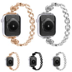 Dây đồng hồ kim loại họa tiết pha lê cho Apple Watch Series, 7 45mm / 6&SE&5&4 44mm / 3&2&1 42mm, 7 41mm / 6&SE&5&4 40mm / 3&2&1 38mm