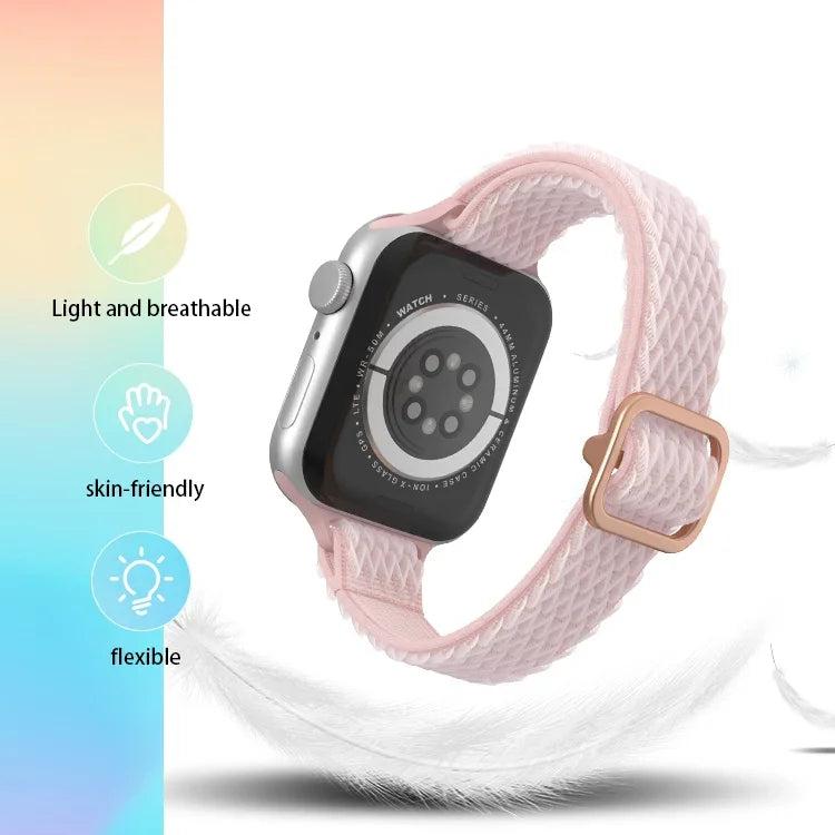 Dây đồng hồ nylon eo nhỏ sóng cho Apple Watch Series, 7 45mm / 6&SE&5&4 44mm / 3&2&1 42mm, 7 41mm / 6&SE&5&4 40mm / 3&2&1 38mm