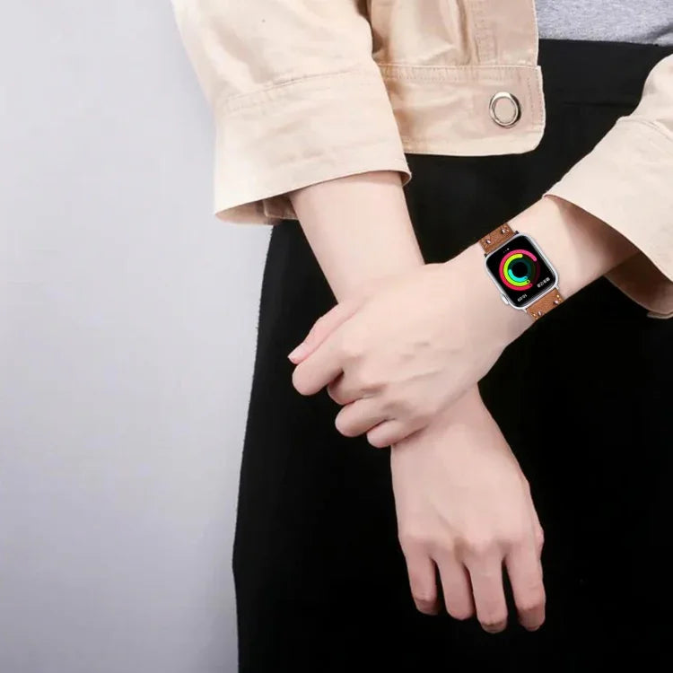 Dây đồng hồ dệt da thật cho Apple Watch Series, 7 45mm / 6&SE&5&4 44mm / 3&2&1 42mm, 7 41mm / 6&SE&5&4 40mm / 3&2&1 38mm
