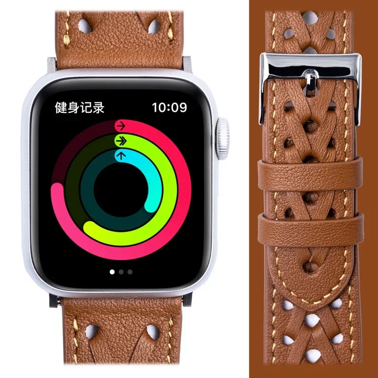 Dây đồng hồ dệt da thật cho Apple Watch Series, 7 45mm / 6&SE&5&4 44mm / 3&2&1 42mm, 7 41mm / 6&SE&5&4 40mm / 3&2&1 38mm