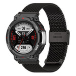 For Huami Amazfit T-Rex 2 Snap-fit Stainless Steel Mesh Watch Band