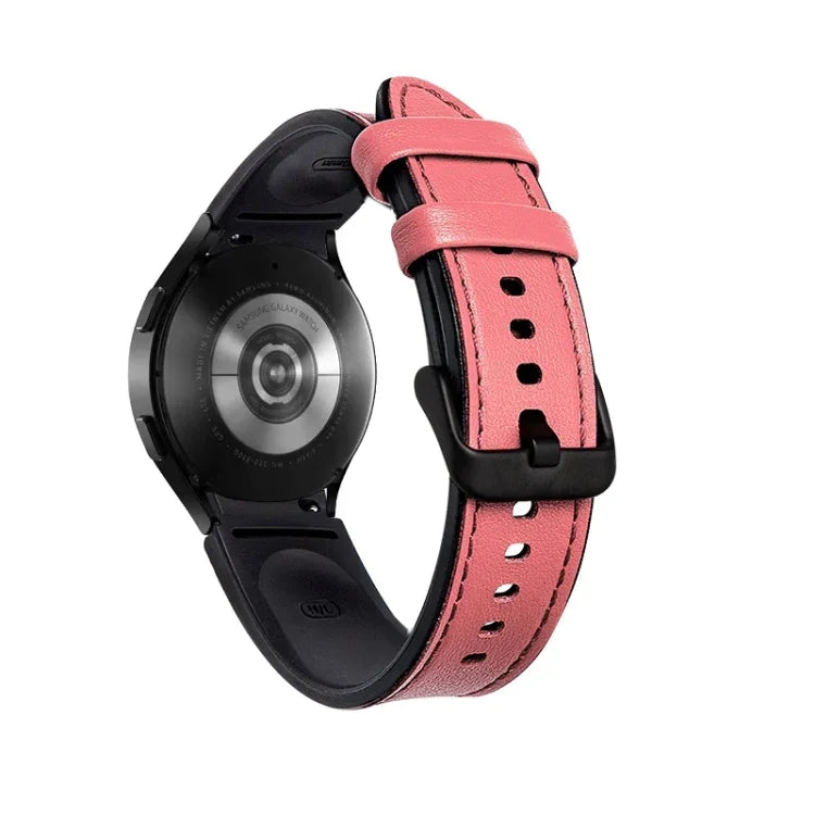 Dây đồng hồ khóa đen Silicone + Da, Dành cho Samsung Galaxy Watch5 Pro 45mm/5 44mm/5 40mm