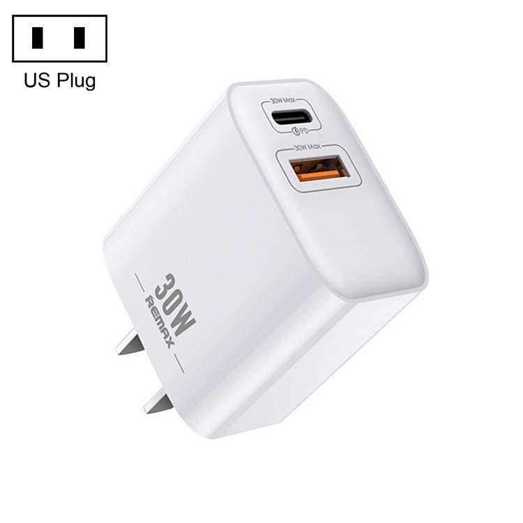 Sạc nhanh REMAX RP-U82 30W USB+USB-C/Type-C giao diện kép, phích cắm Trung Quốc, phích cắm Anh, phích cắm Mỹ