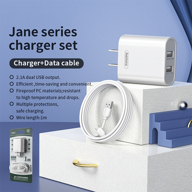 Bộ sạc nhanh cổng đôi USB 2.1A REMAX RP-U35 Jane Series, 8 Pin, Micro USB, USB-C/Type-C