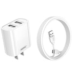 Bộ sạc nhanh cổng đôi USB 2.1A REMAX RP-U35 Jane Series, 8 Pin, Micro USB, USB-C/Type-C