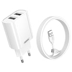 Bộ sạc nhanh cổng đôi USB 2.1A REMAX RP-U35 Jane Series, 8 Pin, Micro USB, USB-C/Type-C