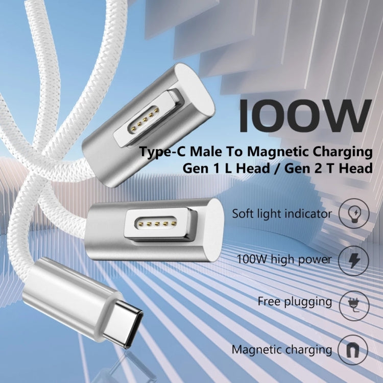 Cáp sạc 100W 5 chân MagSafe 1 (hình chữ L) sang USB-C / Type-C PD, chiều dài cáp: 1.8m, MagSafe 1 (hình chữ L)