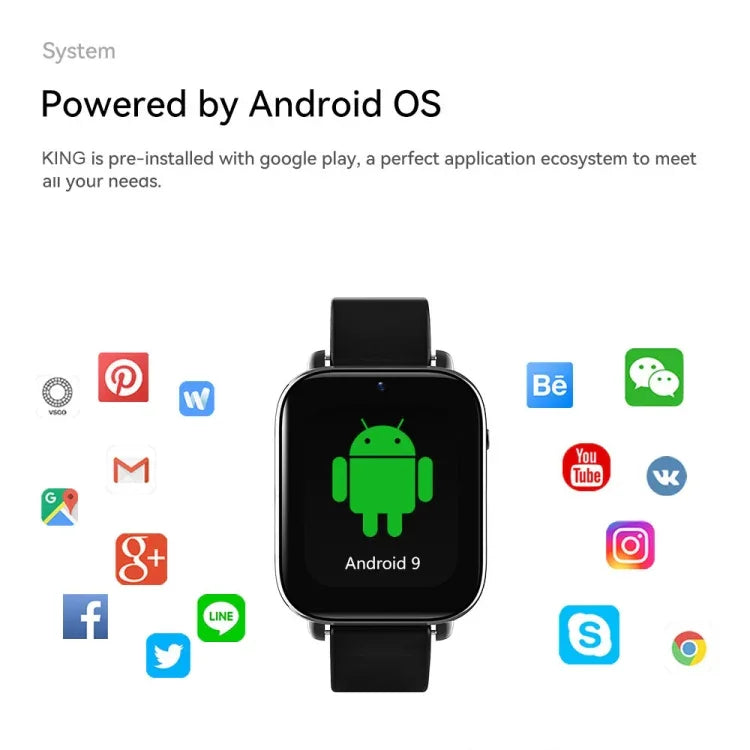 Đồng hồ thông minh 4G LTE màn hình 1.75 inch, hệ điều hành Android 9.1, 2GB+16GB, 4GB+128GB