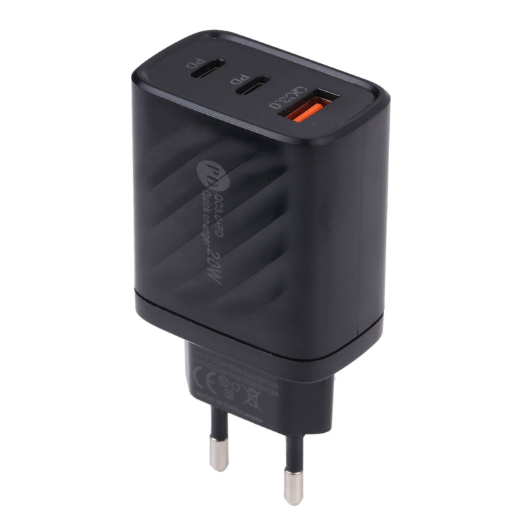 Sạc du lịch tường 3 trong 1 AR-892 QC3.0 PD20W USB + USB-C / Type-C, phích cắm EU, phích cắm UK
