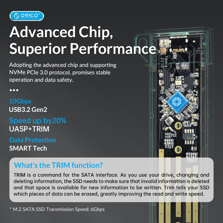Vỏ ổ cứng M.2 SATA ORICO USB3.1 Gen1 Type-C 6Gbps