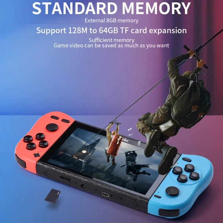Máy chơi game cầm tay màn hình 5.1 inch X50 Retro 8G bộ nhớ với hơn 6000 trò chơi, X50 / Đen, X50 / Đỏ+Xanh dương
