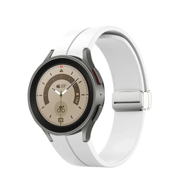 Dây đồng hồ silicone khóa bạc gập, Dành cho Samsung Galaxy Watch5 40&44mm / Pro 45mm