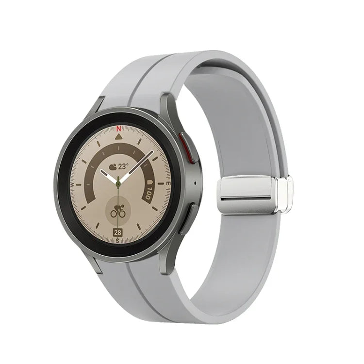 Dây đồng hồ silicone khóa bạc gập, Dành cho Samsung Galaxy Watch5 40&44mm / Pro 45mm
