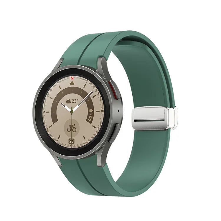 Dây đồng hồ silicone khóa bạc gập, Dành cho Samsung Galaxy Watch5 40&44mm / Pro 45mm