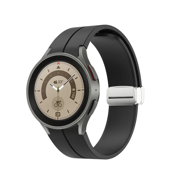 Dây đồng hồ silicone khóa bạc gập, Dành cho Samsung Galaxy Watch5 40&44mm / Pro 45mm