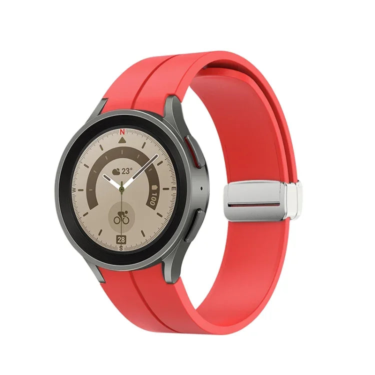 Dây đồng hồ silicone khóa bạc gập, Dành cho Samsung Galaxy Watch5 40&44mm / Pro 45mm