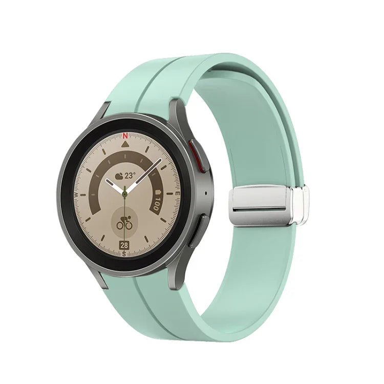Dây đồng hồ silicone khóa bạc gập, Dành cho Samsung Galaxy Watch5 40&44mm / Pro 45mm
