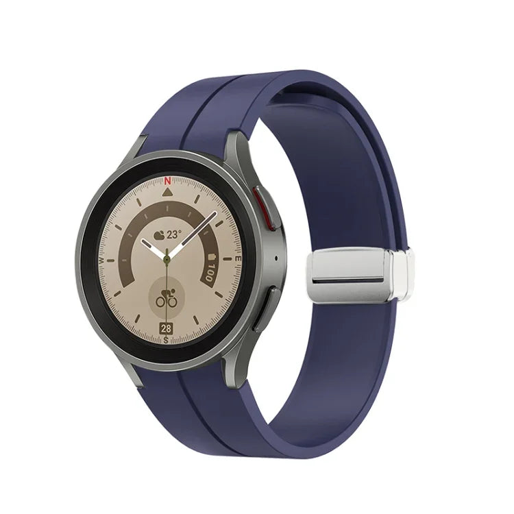 Dây đồng hồ silicone khóa bạc gập, Dành cho Samsung Galaxy Watch5 40&44mm / Pro 45mm
