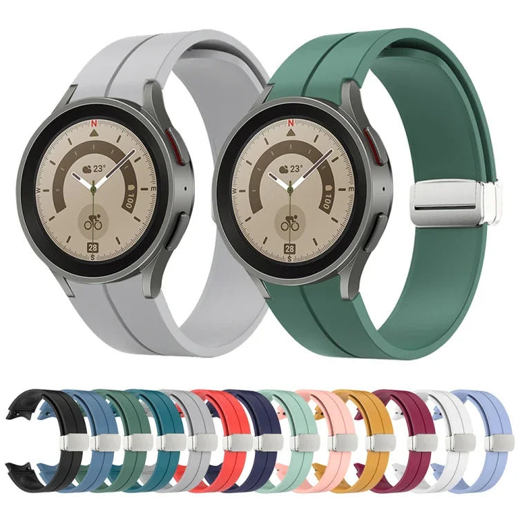 Dây đồng hồ silicone khóa bạc gập, Dành cho Samsung Galaxy Watch5 40&44mm / Pro 45mm