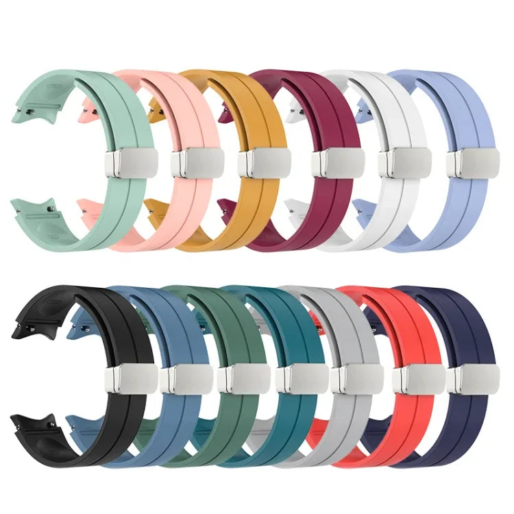 Dây đồng hồ silicone khóa bạc gập, Dành cho Samsung Galaxy Watch5 40&44mm / Pro 45mm