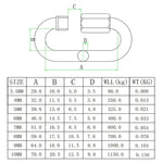 Khóa vòng kết nối nhanh bằng thép không gỉ 304, 5 cái 3.5mm, 5 cái 4mm, 3 cái 5mm, 3 cái 6mm, 2 cái 7mm, 2 cái 8mm, 9mm, 10mm