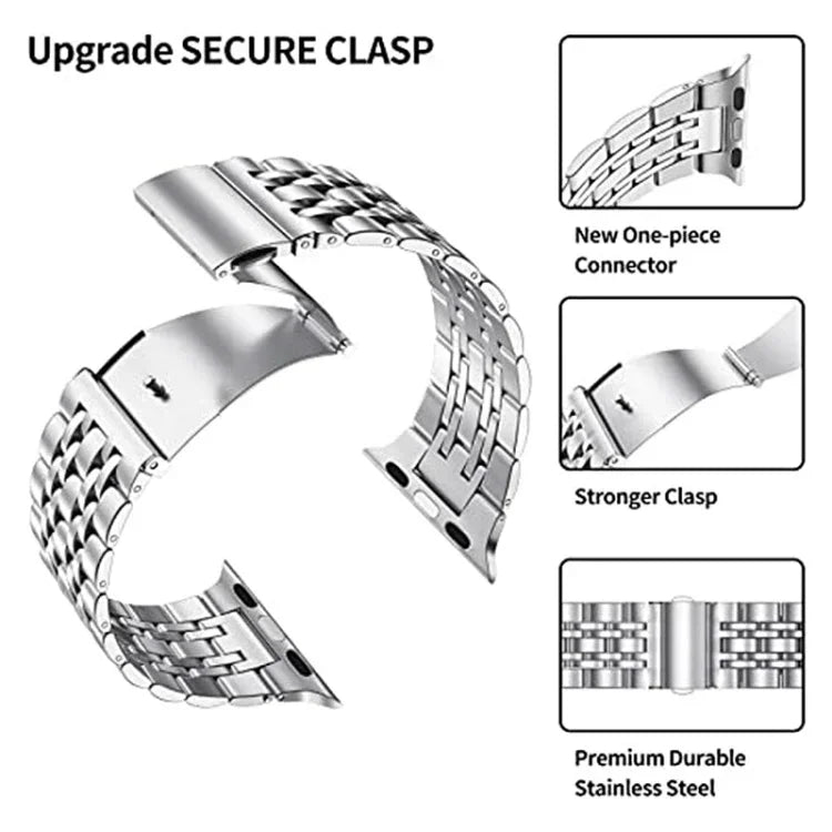 Dây đồng hồ thép không gỉ siêu mỏng 7 hạt cho Apple Watch Series, 7 45mm / 6&SE&5&4 44mm / 3&2&1 42mm, 7 41mm / 6&SE&5&4 40mm / 3&2&1 38mm