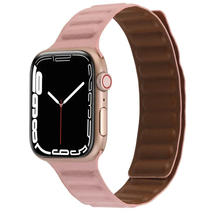 Dây đồng hồ da mảnh hai màu vòng nam châm cho Apple Watch Series, 7 45mm / 6&SE&5&4 44mm / 3&2&1 42mm, 7 41mm / 6&SE&5&4 40mm / 3&2&1 38mm