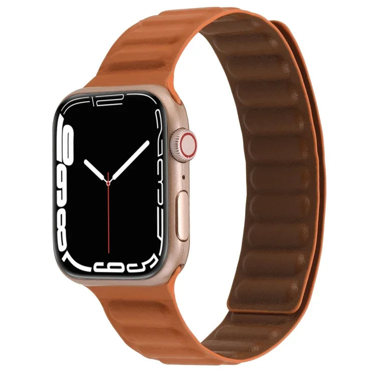 Dây đồng hồ da mảnh hai màu vòng nam châm cho Apple Watch Series, 7 45mm / 6&SE&5&4 44mm / 3&2&1 42mm, 7 41mm / 6&SE&5&4 40mm / 3&2&1 38mm