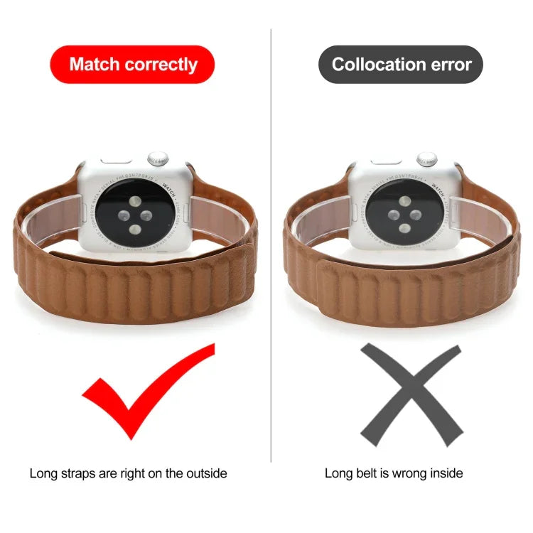 Dây đồng hồ da mảnh hai màu vòng nam châm cho Apple Watch Series, 7 45mm / 6&SE&5&4 44mm / 3&2&1 42mm, 7 41mm / 6&SE&5&4 40mm / 3&2&1 38mm
