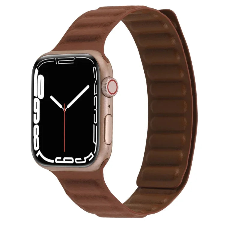 Dây đồng hồ da mảnh hai màu vòng nam châm cho Apple Watch Series, 7 45mm / 6&SE&5&4 44mm / 3&2&1 42mm, 7 41mm / 6&SE&5&4 40mm / 3&2&1 38mm