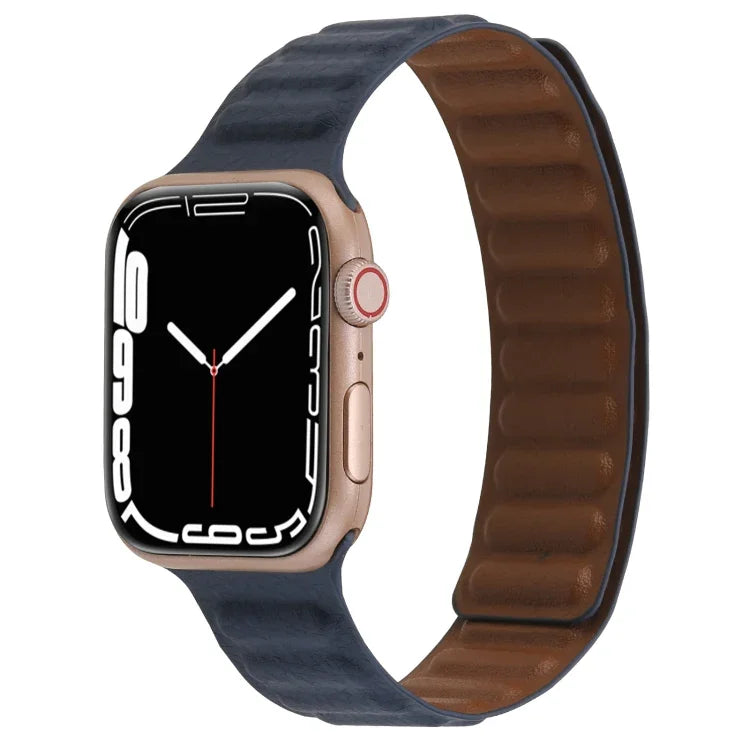 Dây đồng hồ da mảnh hai màu vòng nam châm cho Apple Watch Series, 7 45mm / 6&SE&5&4 44mm / 3&2&1 42mm, 7 41mm / 6&SE&5&4 40mm / 3&2&1 38mm