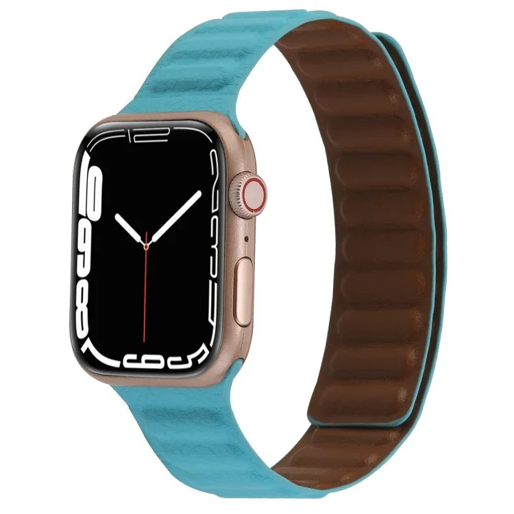 Dây đồng hồ da mảnh hai màu vòng nam châm cho Apple Watch Series, 7 45mm / 6&SE&5&4 44mm / 3&2&1 42mm, 7 41mm / 6&SE&5&4 40mm / 3&2&1 38mm