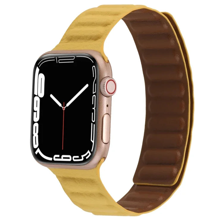 Dây đồng hồ da mảnh hai màu vòng nam châm cho Apple Watch Series, 7 45mm / 6&SE&5&4 44mm / 3&2&1 42mm, 7 41mm / 6&SE&5&4 40mm / 3&2&1 38mm