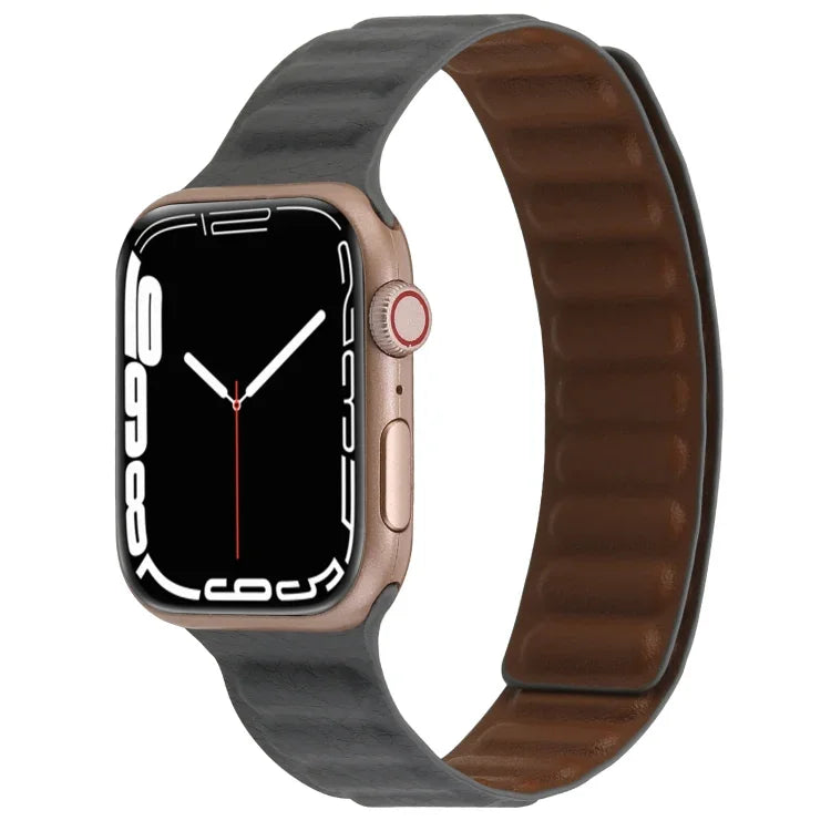 Dây đồng hồ da mảnh hai màu vòng nam châm cho Apple Watch Series, 7 45mm / 6&SE&5&4 44mm / 3&2&1 42mm, 7 41mm / 6&SE&5&4 40mm / 3&2&1 38mm