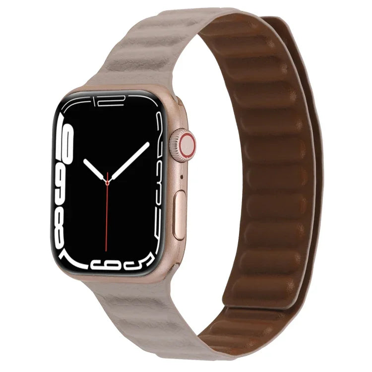Dây đồng hồ da mảnh hai màu vòng nam châm cho Apple Watch Series, 7 45mm / 6&SE&5&4 44mm / 3&2&1 42mm, 7 41mm / 6&SE&5&4 40mm / 3&2&1 38mm