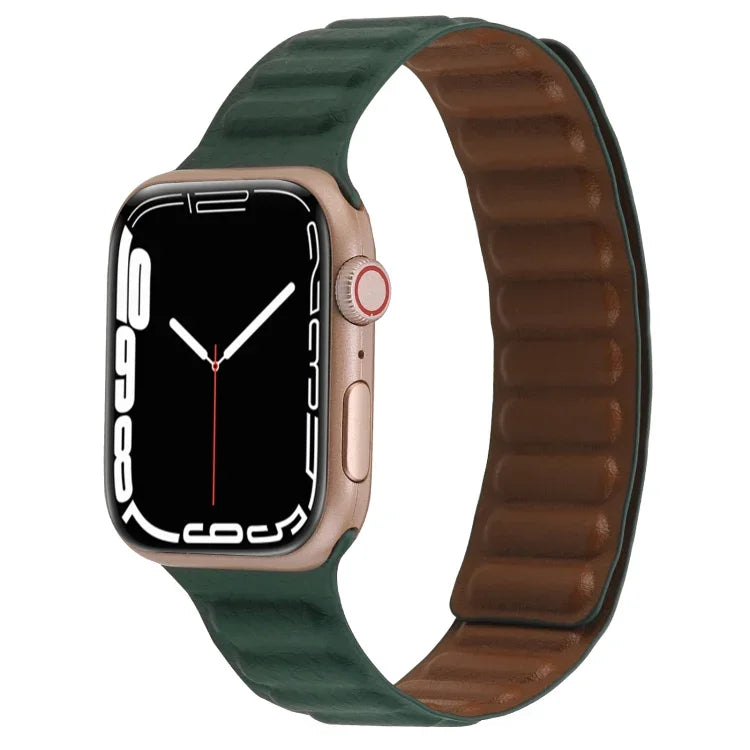 Dây đồng hồ da mảnh hai màu vòng nam châm cho Apple Watch Series, 7 45mm / 6&SE&5&4 44mm / 3&2&1 42mm, 7 41mm / 6&SE&5&4 40mm / 3&2&1 38mm