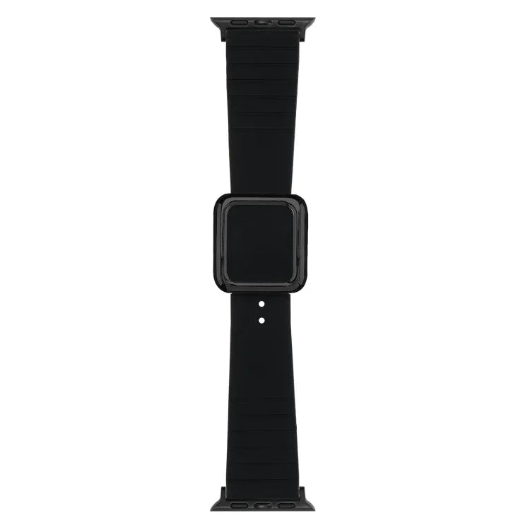 Dây đồng hồ silicone khóa vuông đen cho Apple Watch Series, 7 45mm / 6&SE&5&4 44mm / 3&2&1 42mm, 7 41mm / 6&SE&5&4 40mm / 3&2&1 38mm