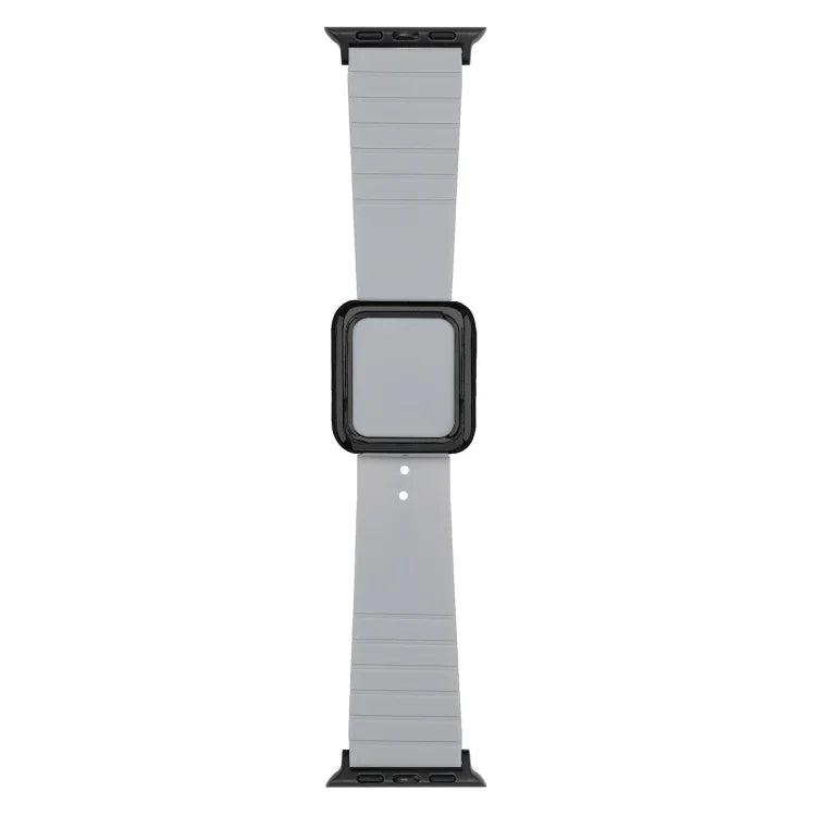 Dây đồng hồ silicone khóa vuông đen cho Apple Watch Series, 7 45mm / 6&SE&5&4 44mm / 3&2&1 42mm, 7 41mm / 6&SE&5&4 40mm / 3&2&1 38mm