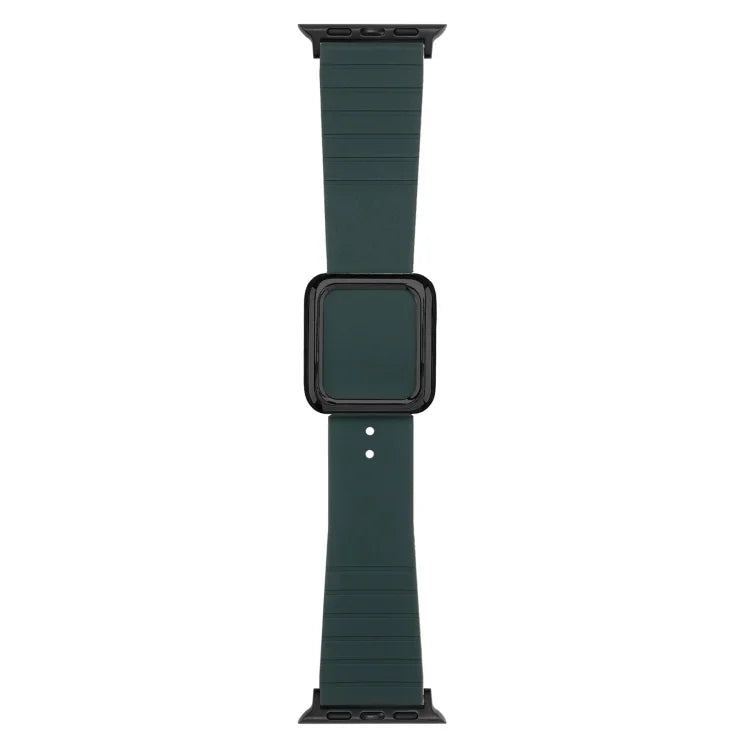 Dây đồng hồ silicone khóa vuông đen cho Apple Watch Series, 7 45mm / 6&SE&5&4 44mm / 3&2&1 42mm, 7 41mm / 6&SE&5&4 40mm / 3&2&1 38mm