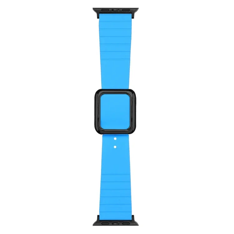 Dây đồng hồ silicone khóa vuông đen cho Apple Watch Series, 7 45mm / 6&SE&5&4 44mm / 3&2&1 42mm, 7 41mm / 6&SE&5&4 40mm / 3&2&1 38mm