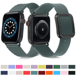 Dây đồng hồ silicone khóa vuông đen cho Apple Watch Series, 7 45mm / 6&SE&5&4 44mm / 3&2&1 42mm, 7 41mm / 6&SE&5&4 40mm / 3&2&1 38mm