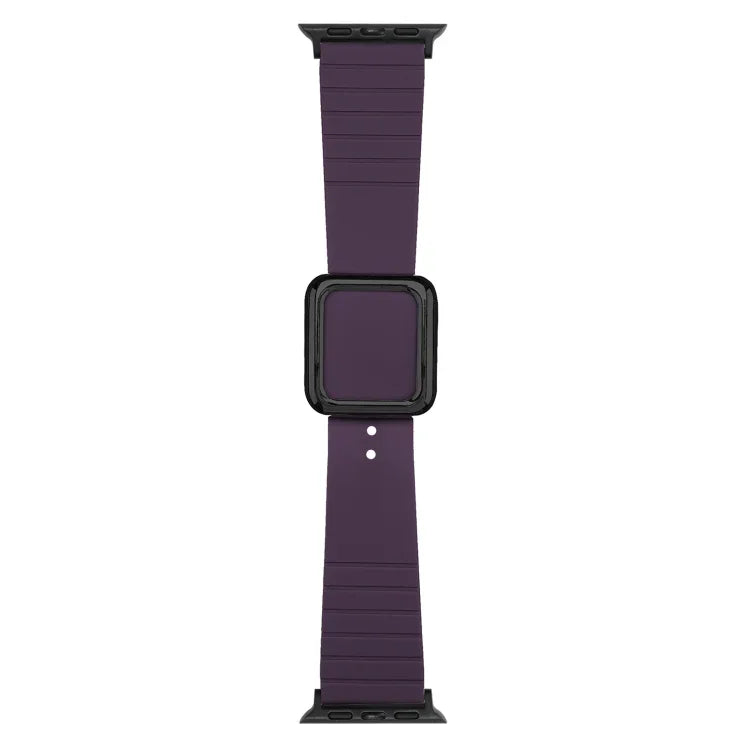 Dây đồng hồ silicone khóa vuông đen cho Apple Watch Series, 7 45mm / 6&SE&5&4 44mm / 3&2&1 42mm, 7 41mm / 6&SE&5&4 40mm / 3&2&1 38mm