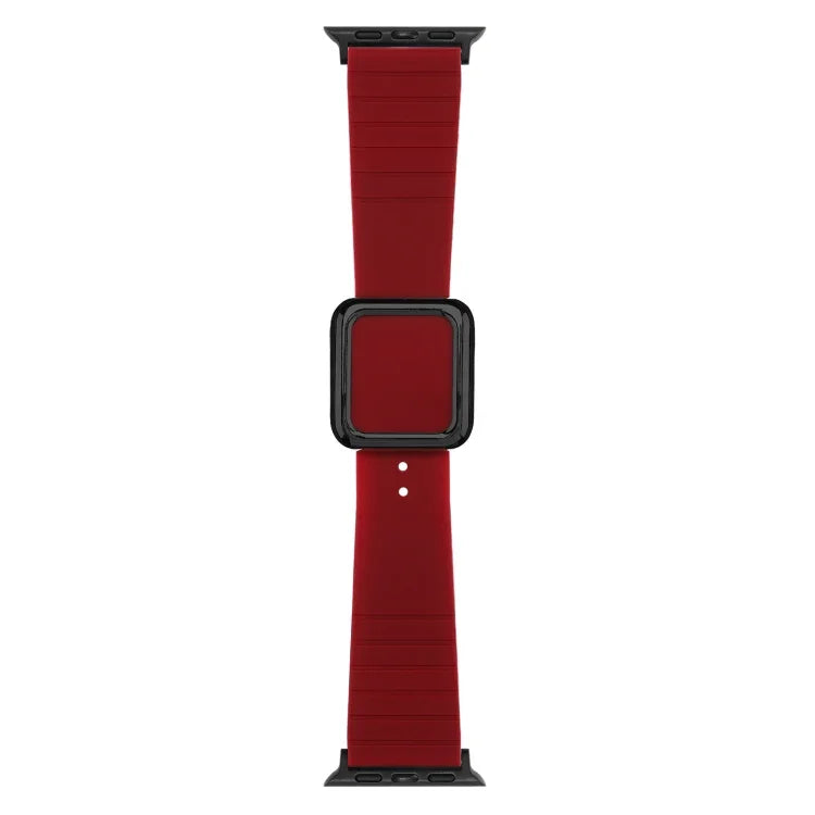 Dây đồng hồ silicone khóa vuông đen cho Apple Watch Series, 7 45mm / 6&SE&5&4 44mm / 3&2&1 42mm, 7 41mm / 6&SE&5&4 40mm / 3&2&1 38mm