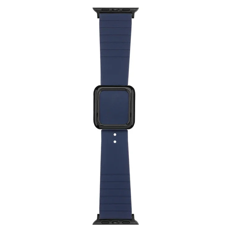 Dây đồng hồ silicone khóa vuông đen cho Apple Watch Series, 7 45mm / 6&SE&5&4 44mm / 3&2&1 42mm, 7 41mm / 6&SE&5&4 40mm / 3&2&1 38mm