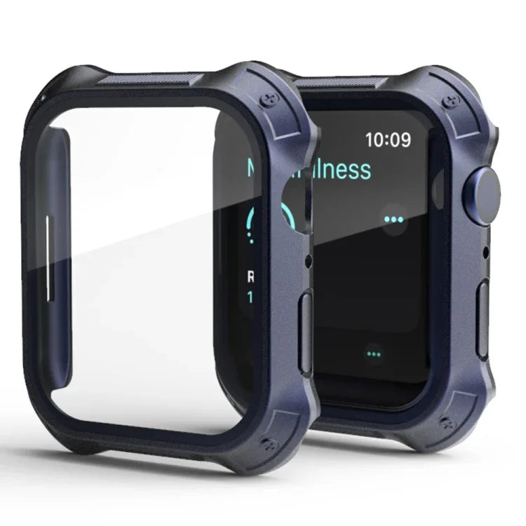 2 in 1 PC Frame + Screen Tempered Glass Film Protective Case, For Apple Watch Series 9 / 8 / 7 41mm, For Apple Watch Series 9 / 8 / 7 45mm