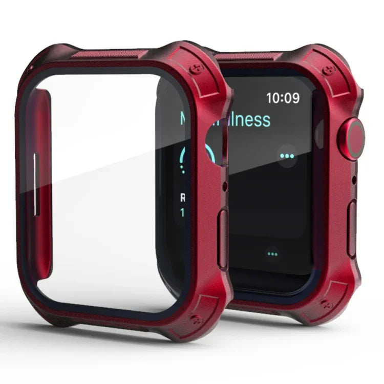 2 in 1 PC Frame + Screen Tempered Glass Film Protective Case, For Apple Watch Series 9 / 8 / 7 41mm, For Apple Watch Series 9 / 8 / 7 45mm