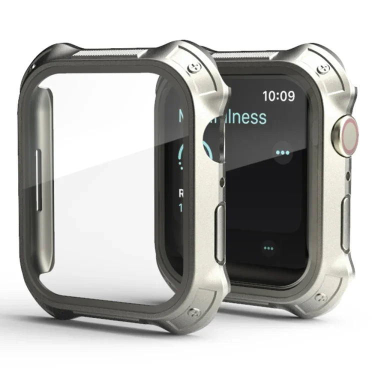2 in 1 PC Frame + Screen Tempered Glass Film Protective Case, For Apple Watch Series 9 / 8 / 7 41mm, For Apple Watch Series 9 / 8 / 7 45mm